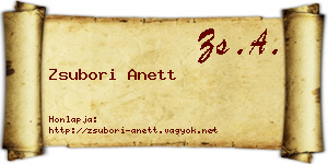 Zsubori Anett névjegykártya